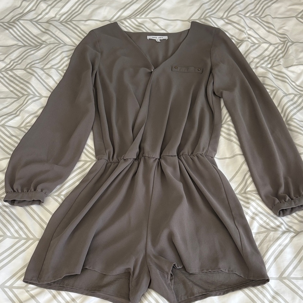 Naked Zebra Gray Long Sleeve Romper